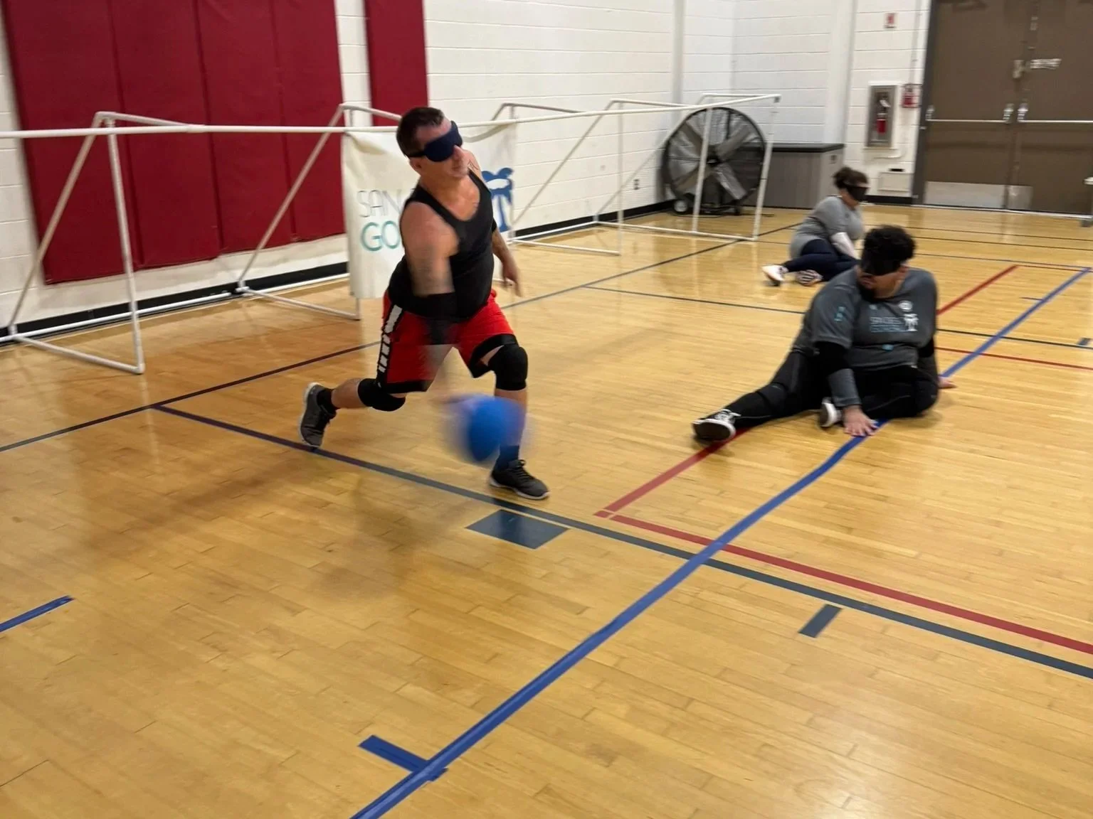 Dinnie delivering the ball during practice.