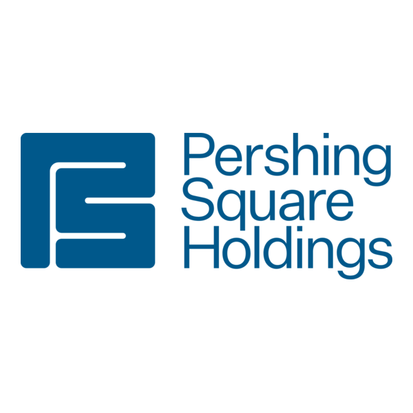 Logo of Pershing Square Holdings showing a stylized 'P' and 'E' in a blue square, with the company name written to the right.