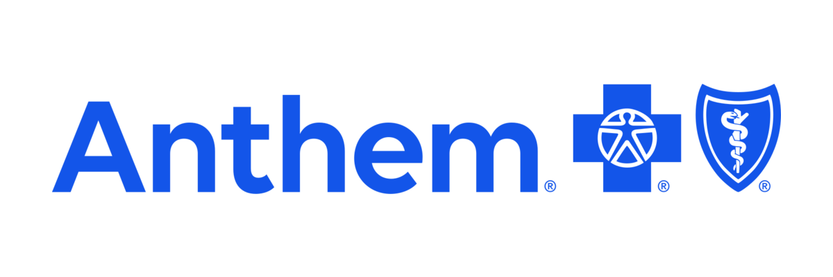 Anthem Blue Cross Blue Shield logo in blue with a cross, a caduceus symbol, and a shield.