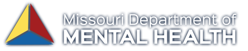 Logo of Missouri Department of Mental Health with a triangular icon in red, yellow, and blue.