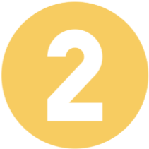 Yellow circle with the number 2 in white color