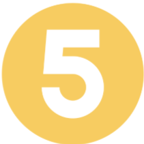 Yellow circle with white number 5 in the center