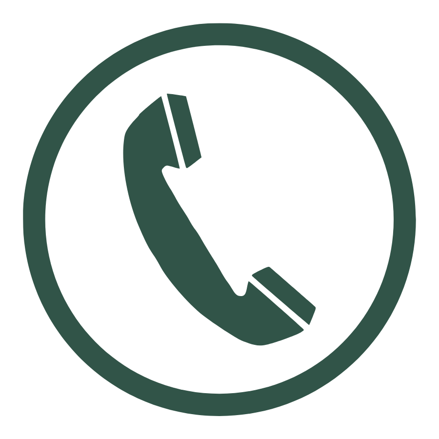 Icon of a telephone handset inside a circle