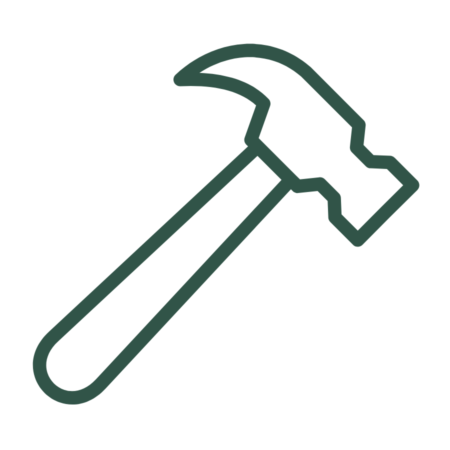 Outline of a hammer with a curved claw and handle