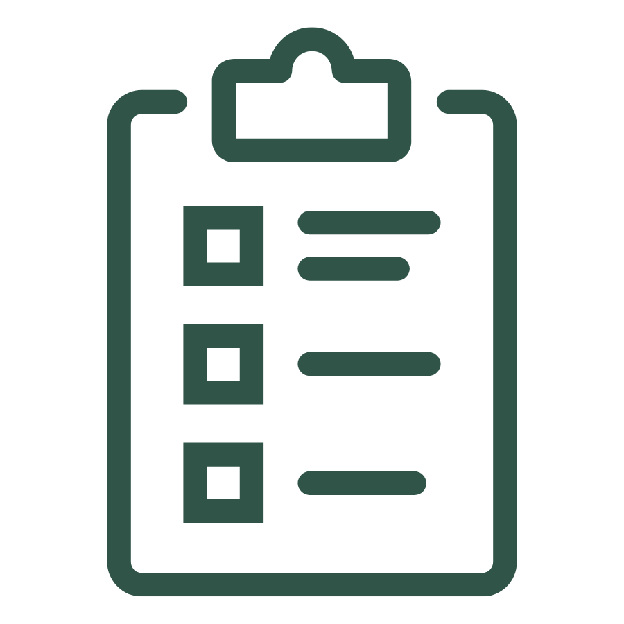 Icon of a clipboard with checkboxes and lines of text