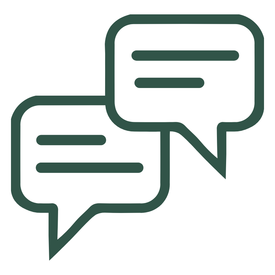 Two chat bubble icons stacked, one slightly overlapping the other, representing conversation or messaging.