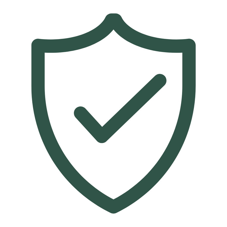 Shield with a checkmark inside, symbolizing protection or security.