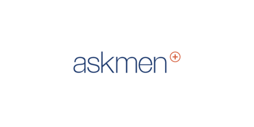 AskMen logo with lowercase blue text and a red plus sign