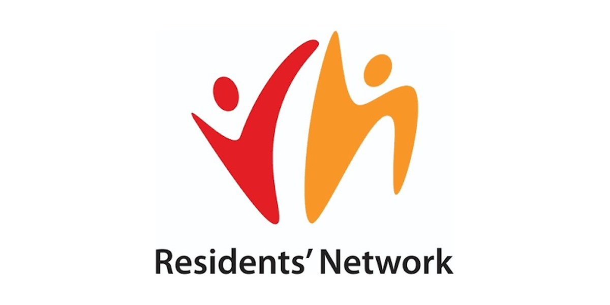Logo of Residents' Network with stylized red and orange figures and the text "Residents' Network" below.
