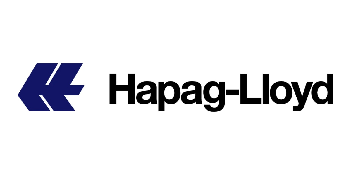 Hapag-Lloyd logo with a blue icon and black text on a white background.