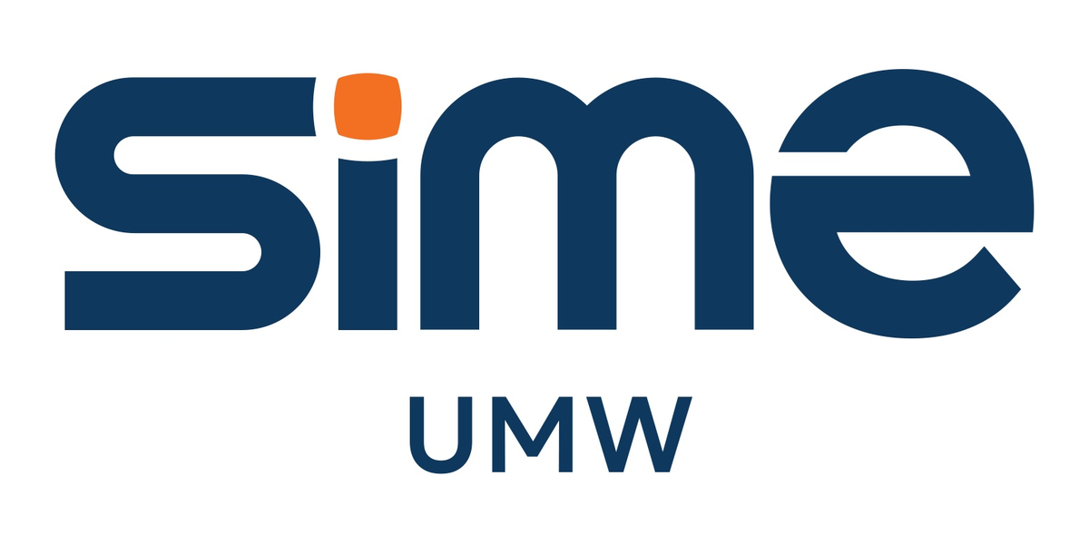 Sime UMV logo with the word 'sime' in large navy blue letters, the 'i' has an orange dot, and 'UMV' in smaller navy blue letters below.