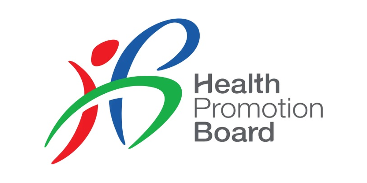 Logo of the Health Promotion Board with stylized figures in red, green, and blue and the text 'Health Promotion Board' beside it.