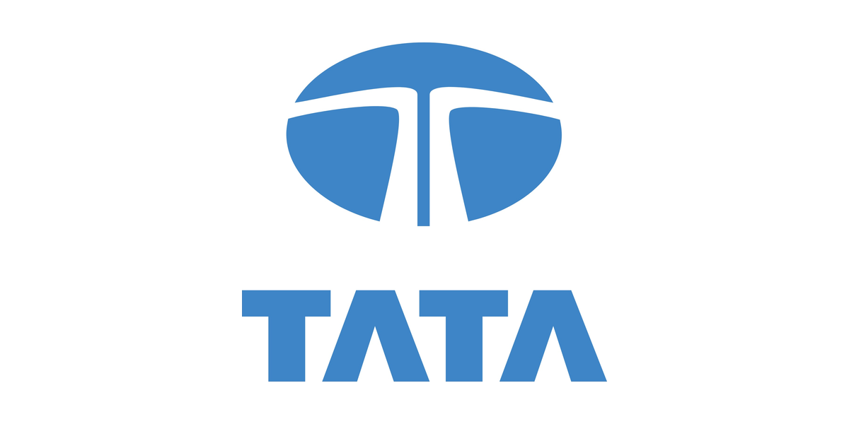 Tata logo in blue with stylized globe icon above the company name
