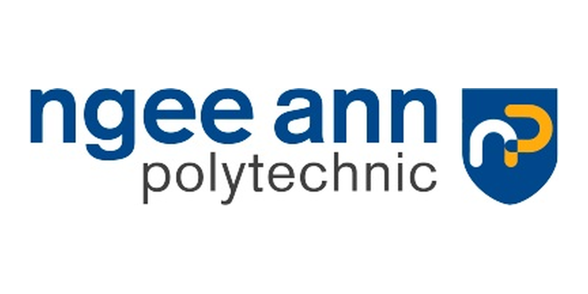 Ngee Ann Polytechnic logo with blue shield and a stylized 'P' symbol.
