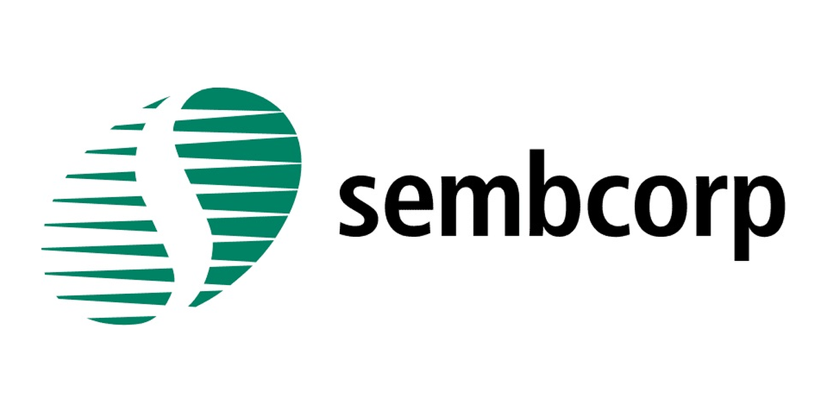 Sembcorp logo with a stylized globe and the word 'sembcorp' in black text