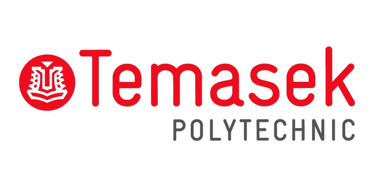 Temasek Polytechnic logo with red emblem and text in red and gray.