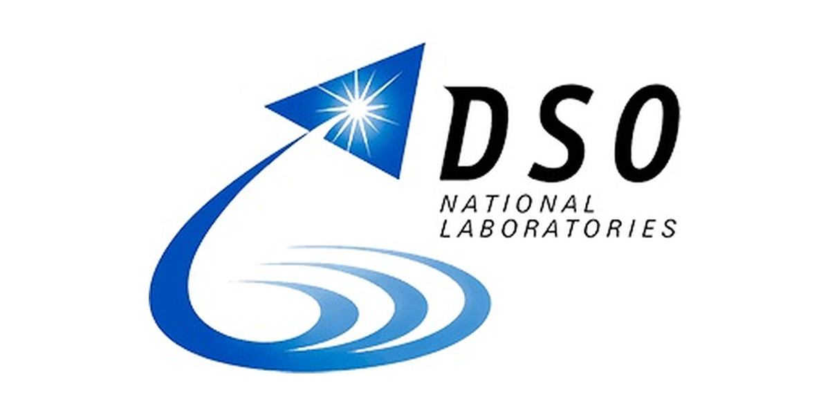 Logo of DSO National Laboratories with a stylized blue star and swirling lines