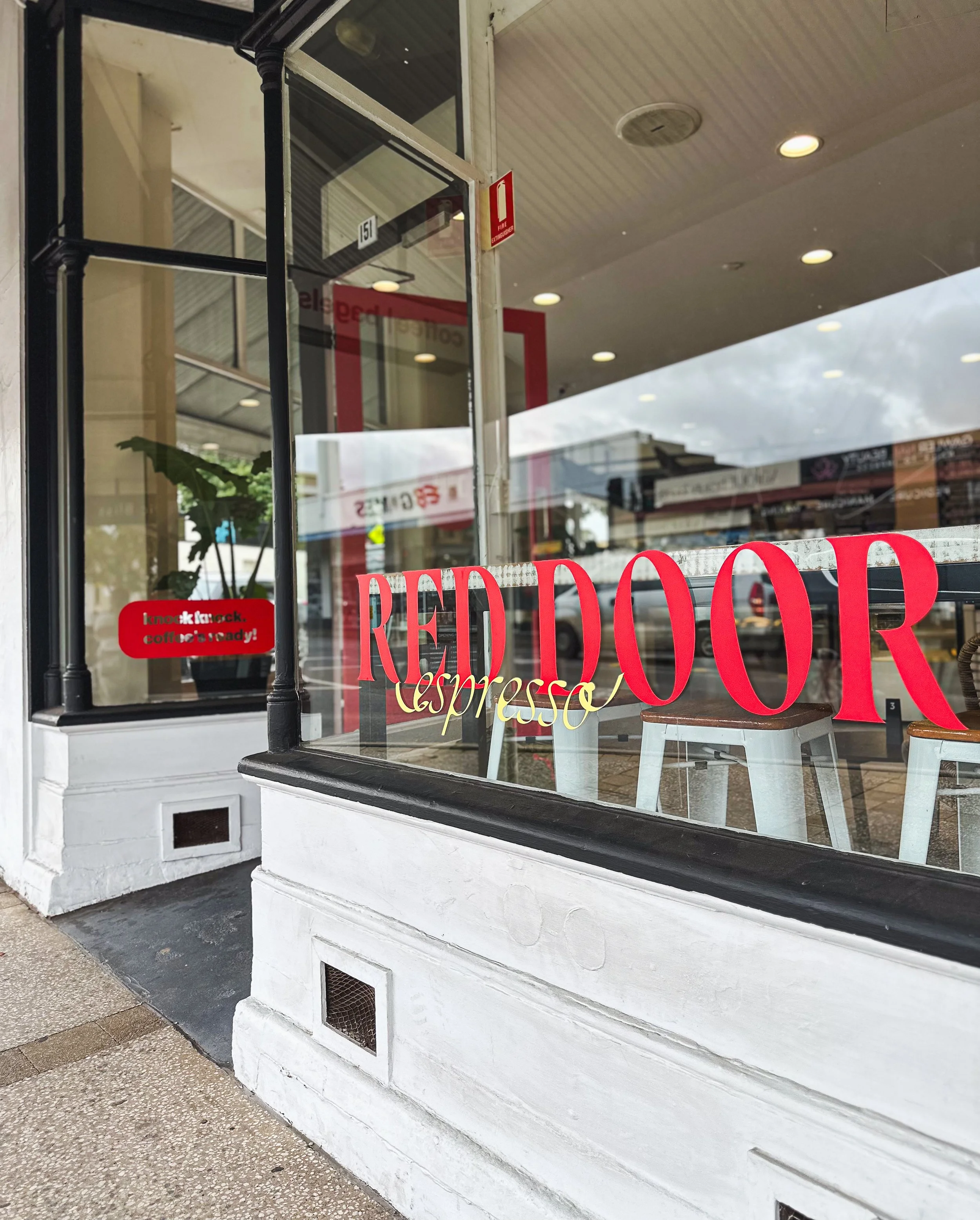 Red Door espresso Signage Design