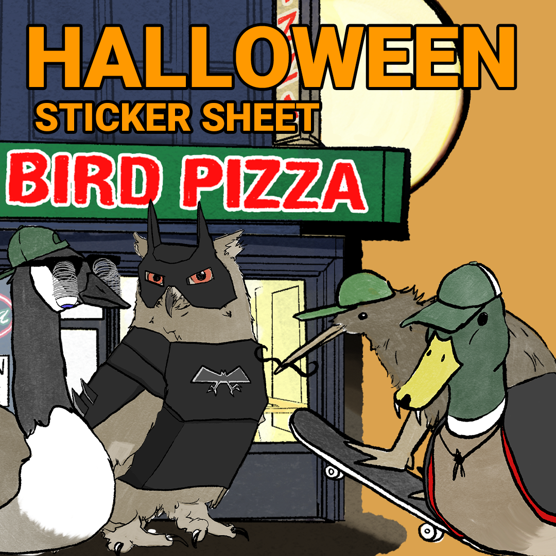 BIRD PIZZA HALLOWEEN STICKER SHEET