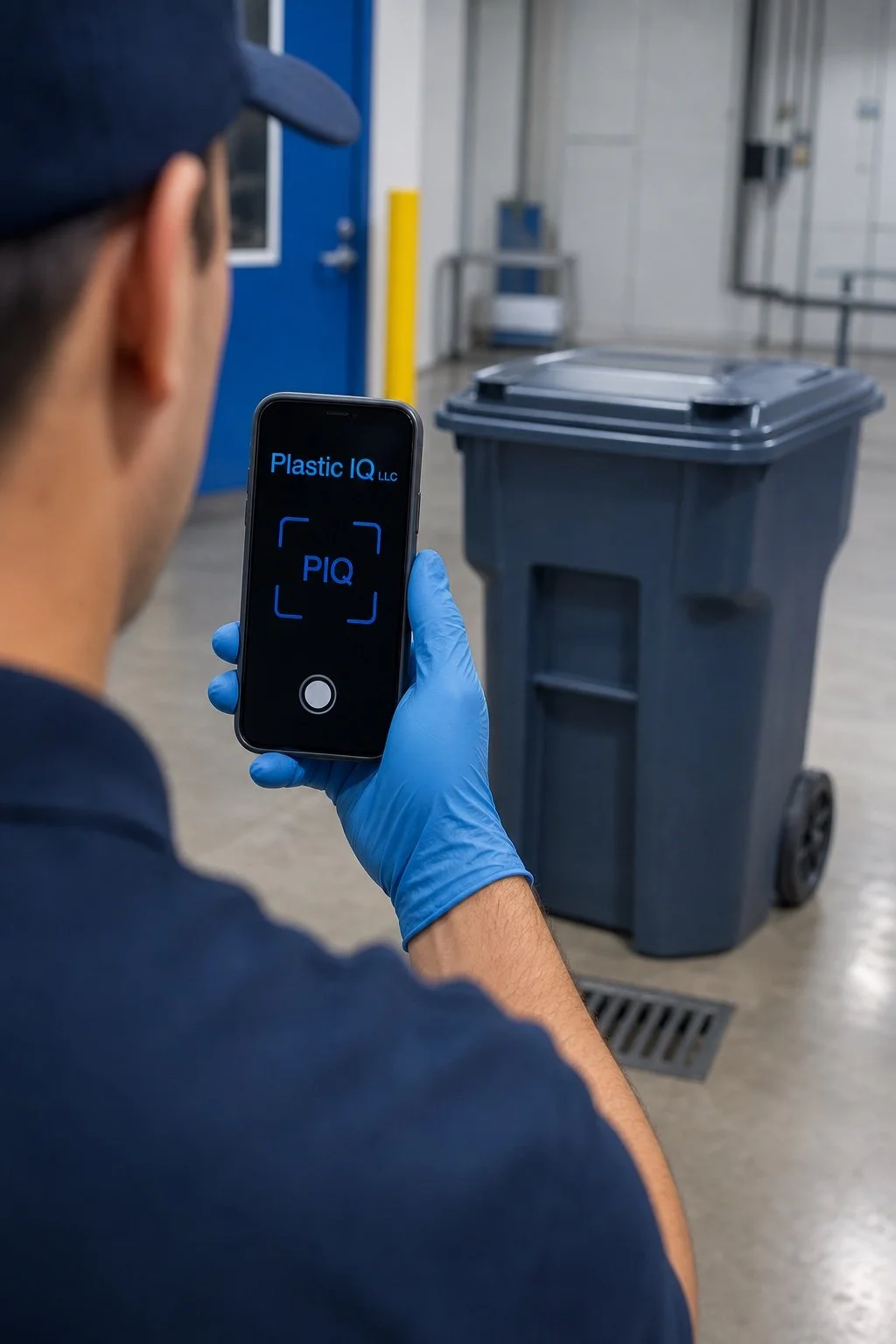 Plastic IQ mobile app scanning plastic products and applying object-recognition contours to identify product specifications.