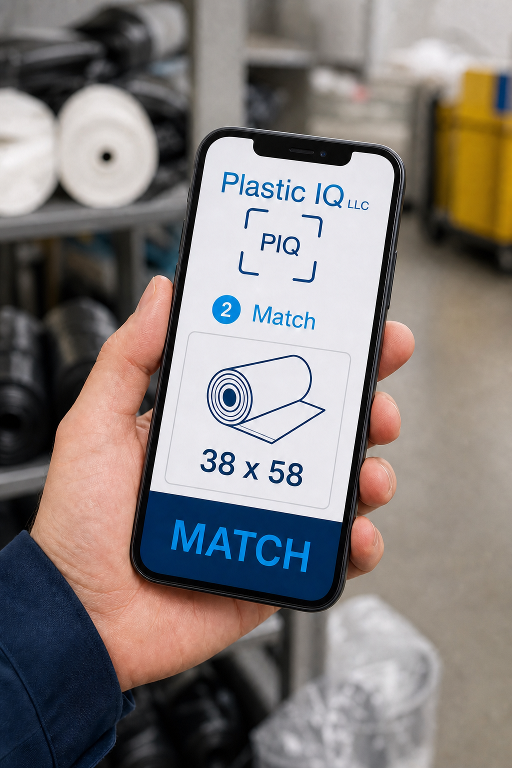 PIQ scanning a commercial waste container to analyze rim diameter, height and capacity for can-liner matching.