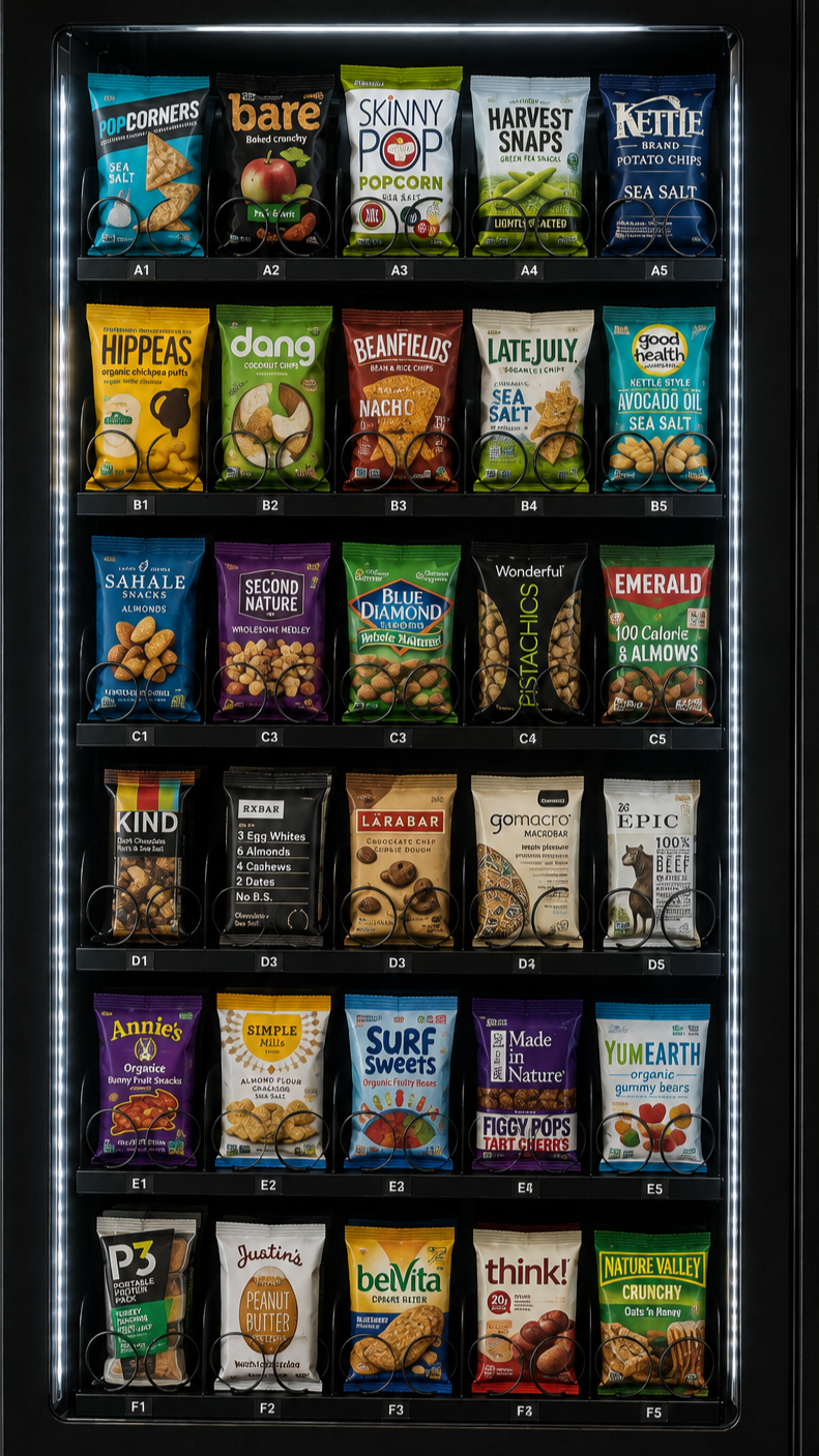Healthy snacks in an AI vending machine