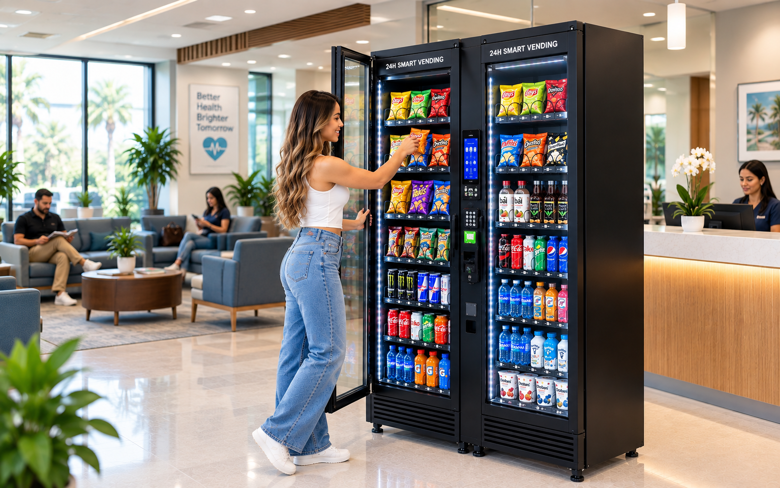 Customer selecting a snack from a Dancapath Vending machine
