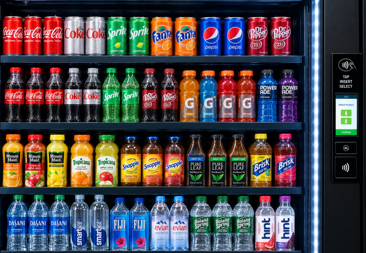 Cold beverages in an AI vending machine