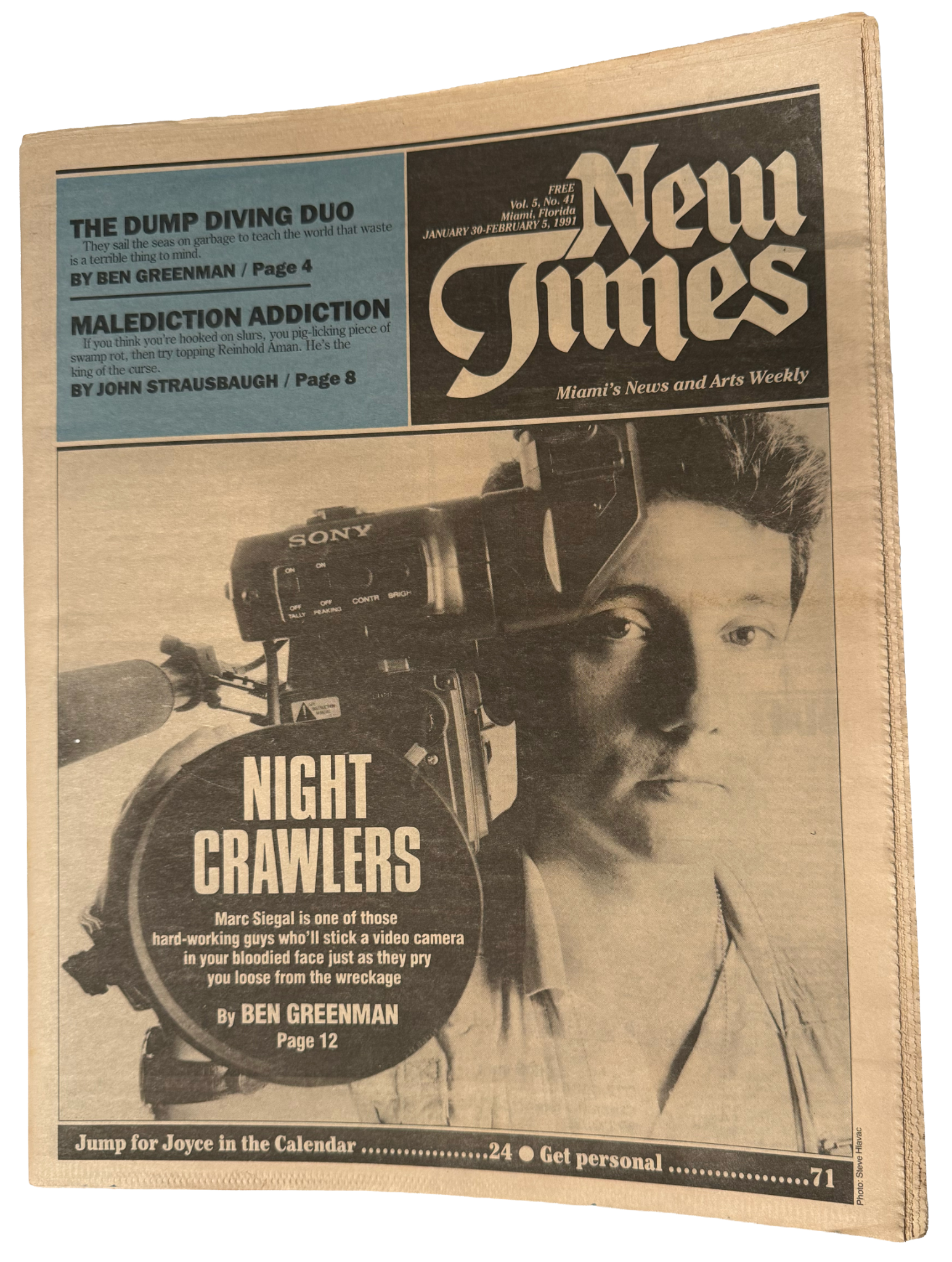 Marc J. Siegal featured on the Miami New Times cover for the Nightcrawlers story