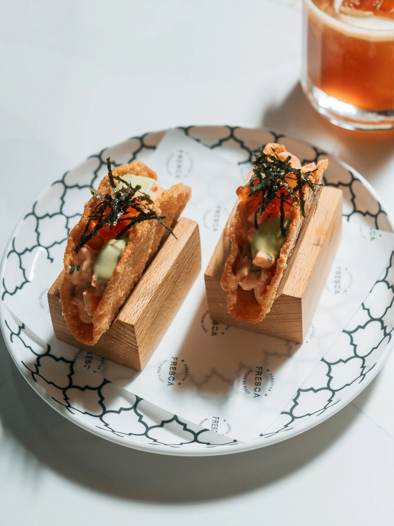 Looking for something special for Happy Hour? Salmon Wan-Tacos! 🍣🌮 

Fried wonton filled with salmon tartar, rocoto aioli, ikura and avocado cream&mdash;perfect to pair with a HH Pisco Sour or Chilcano!

Join us Monday-Friday from 3-5:30pm for happ