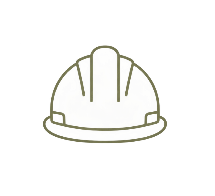 A yellow construction hard hat with ventilation holes and an adjustable strap.