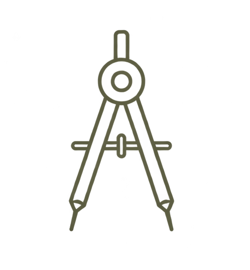 A drawing of a drawing compass used for technical sketching and drafting.