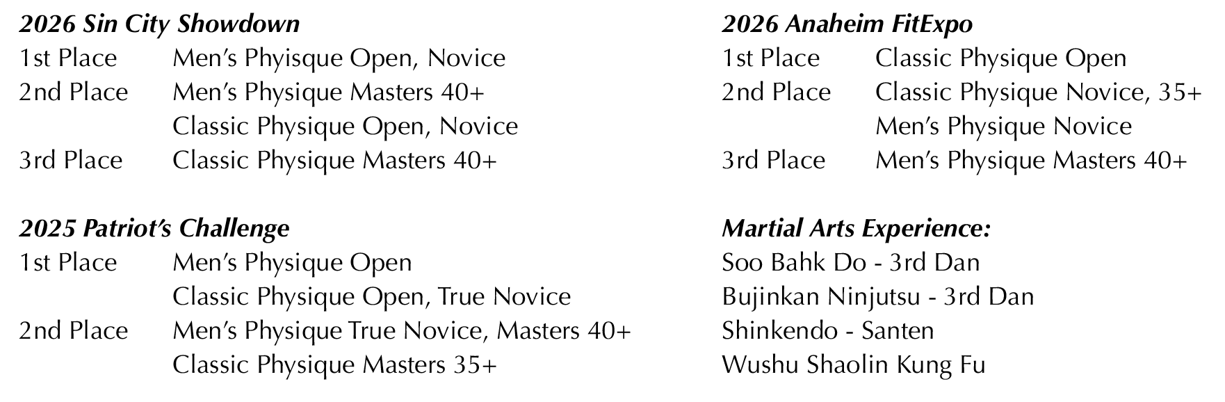 Awards and Martial arts Experince