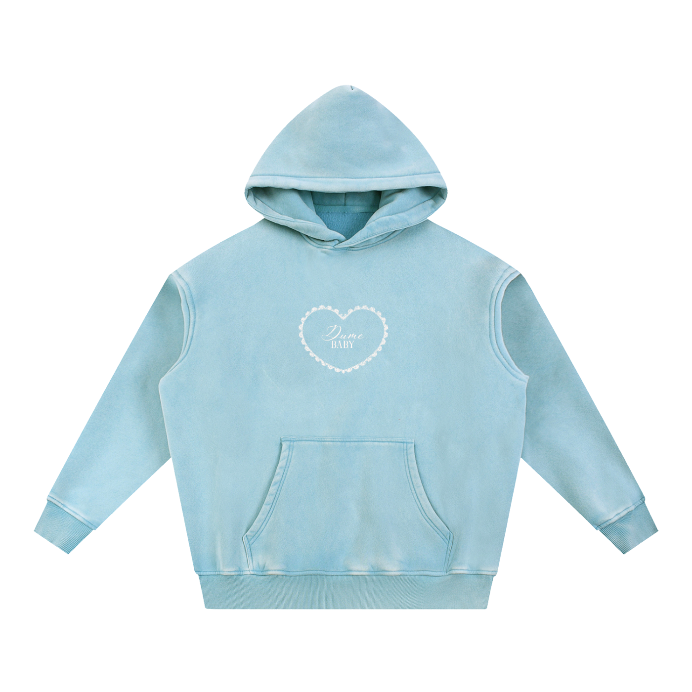 Dume Baby Blue Washed Fleece Oversize Hoodie