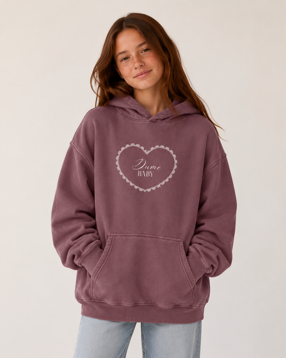 Dume Baby Maroon Washed Fleece Oversize Hoodie