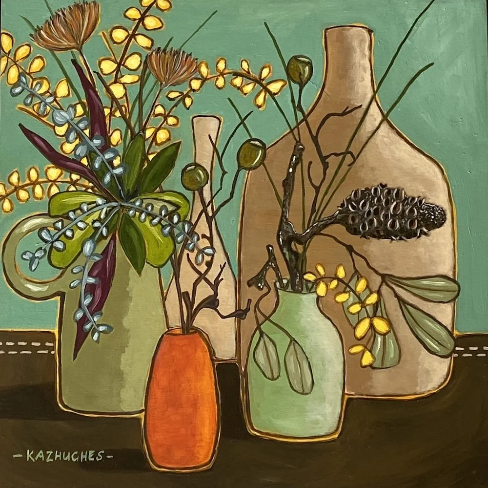 'Tangerine Gold' - 30 x 30, acrylic on board, framed in oak - SOLD