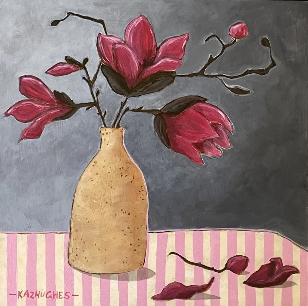 'Sweet Magnolias' - 30 x 30, acrylic on canvas framed in oak - SOLD