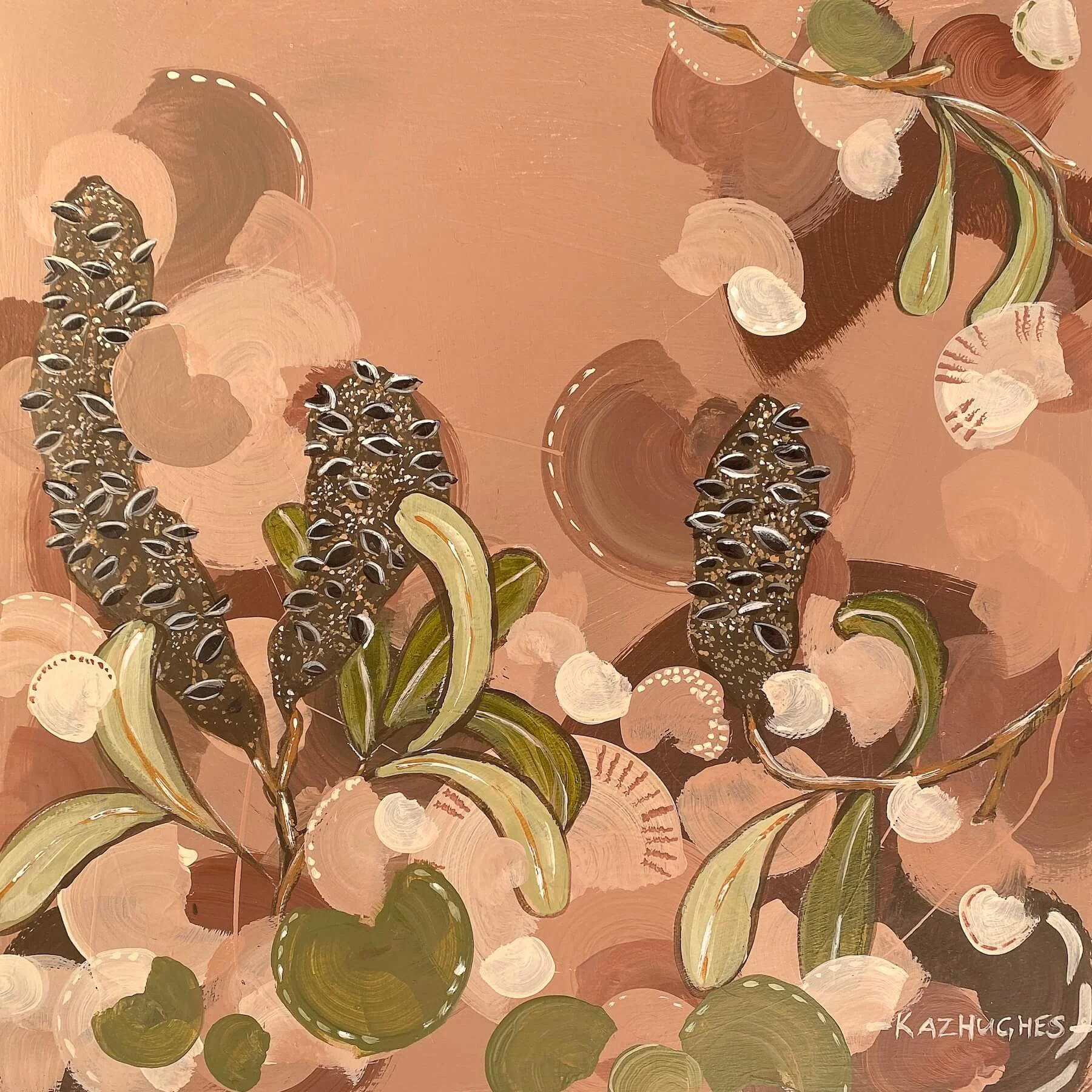 'Terra Rose' - 30 x 30, acrylic on board, framed in oak
