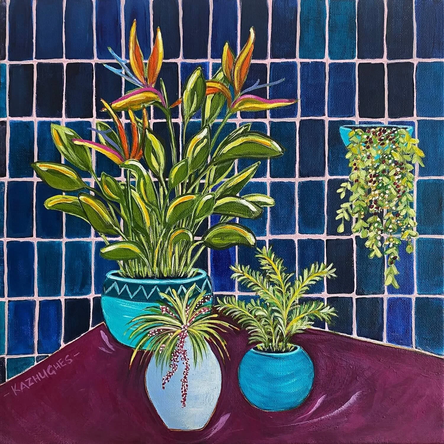 'Cerulean Dreams' - 30 x 30, acrylic on canvas, framed in oak