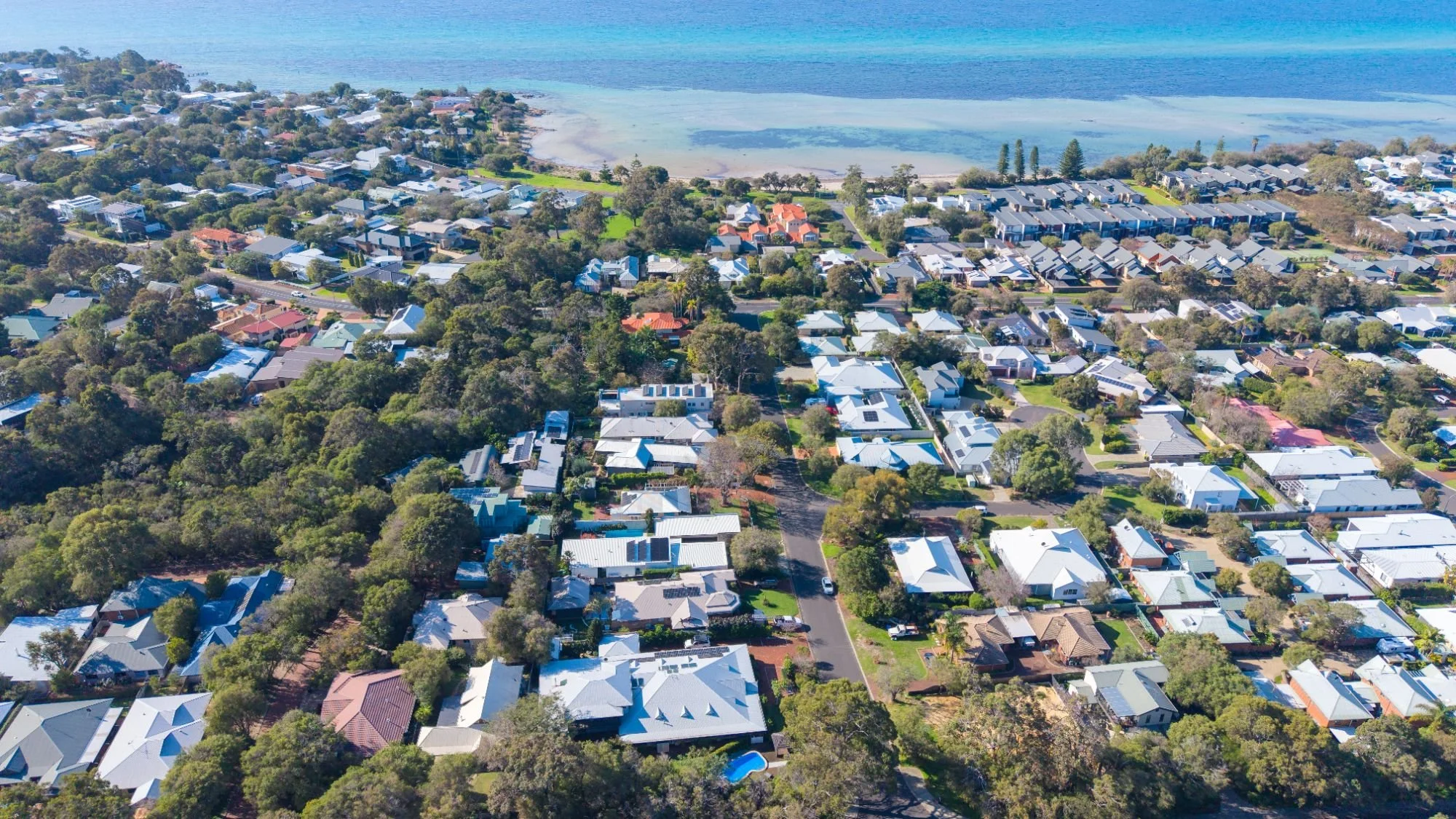 Aerial view of Dunsborough where Lanterns Retreat is located