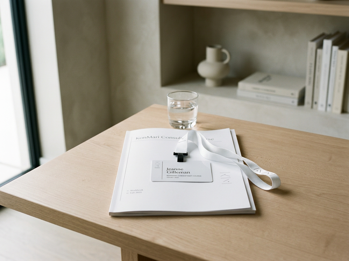 Open notebook on a wooden table in a tidy, calm room