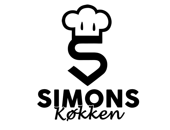 Sort tavle med ordet 'Køkken' skrevet i hvid font.