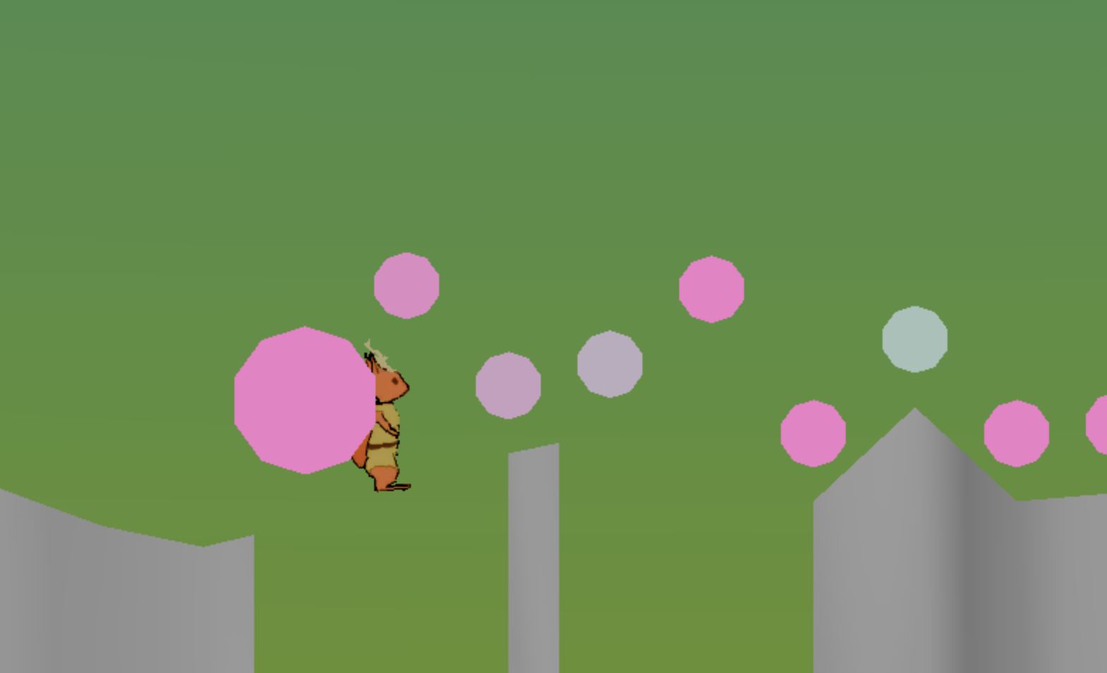 A cartoon illustration of Winnie the Pooh walking on a green grassy hill with pink blossoms around him.