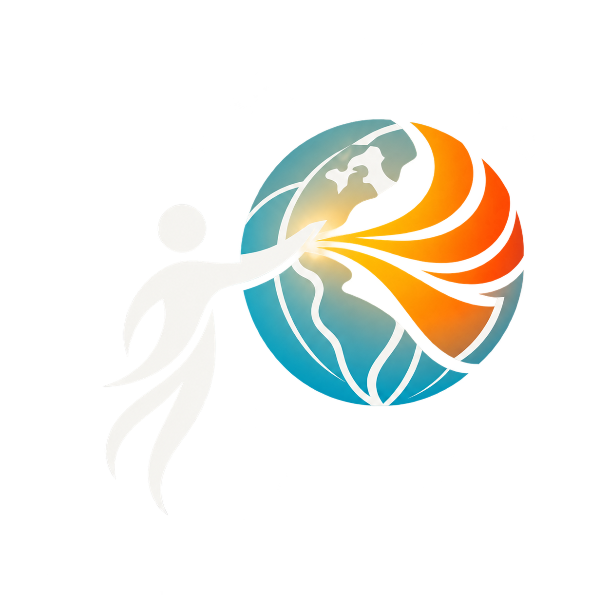A digital illustration of a human figure reaching towards a globe with a vibrant, colorful explosion of light and color emanating from the globe's center.