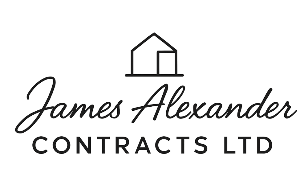 Logo for James Alexander Contracts Ltd. with a simple house icon at the top.