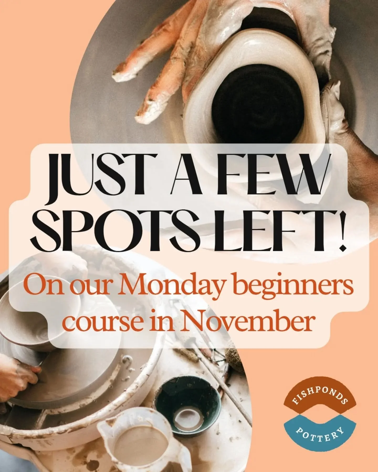 Our November throwing courses are mostly sold out, but we still have a few spots left on our Monday daytime course 👀 

🗓️ When? 
November 2nd - 23rd
You'll be invited back a month after your course for your glazing workshop 

🕗 What time? 
Mondays