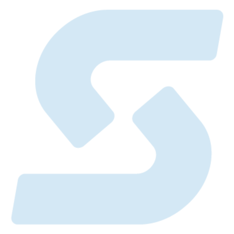 Stylized blue letter 'S' logo on black background.