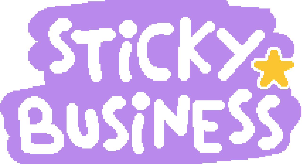 Pixel art logo of Sticky Business. Click to visit the Sticky Business Steam page.