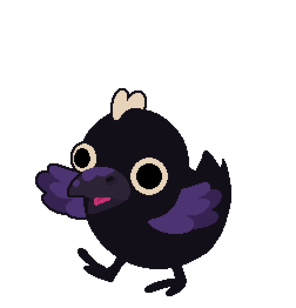 Pixel art of Raven, the familiar you befriend in Ritual of Raven.