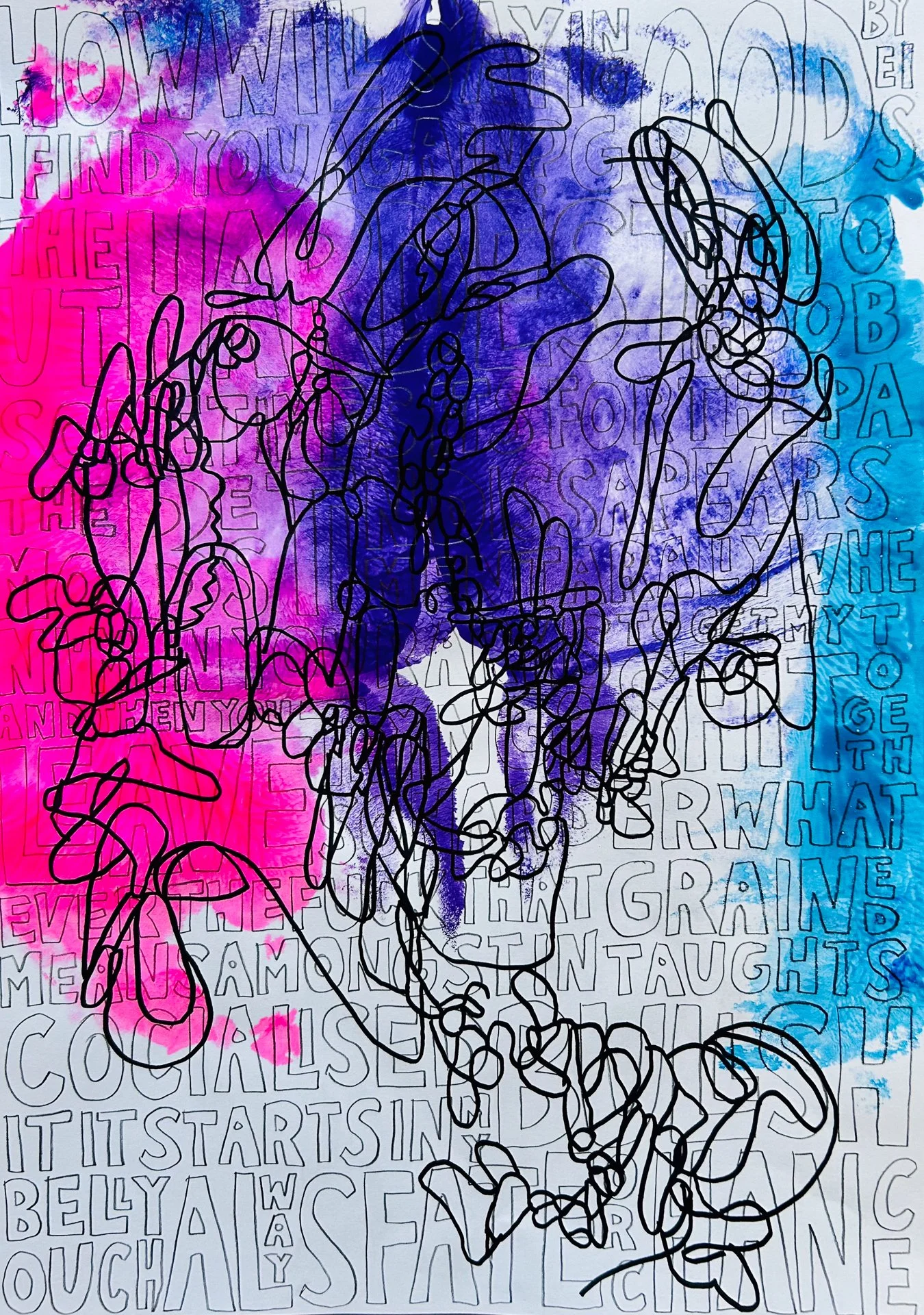 For Cecily (Butt no.2), Poster paint, pen and pencil on paper, A3web.jpg
